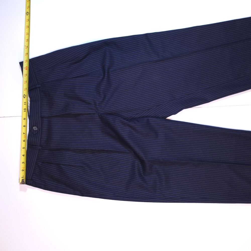 Coppley Mens Navy Pinstripe Wool Suit Scabal Fabric 42S 2 Button Made in Canada - Picture 9 of 14